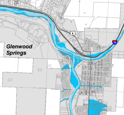 Excerpt of the floodplain overlay from the Garfield County overlay districts map